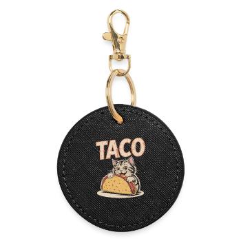 Conception ludique de chaton taco - Porte-clés rond - noir - Devant