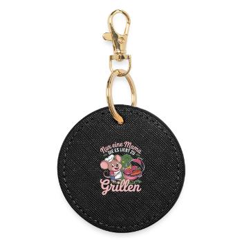 Just a mom who loves to grill - Round Keyring - black - Front