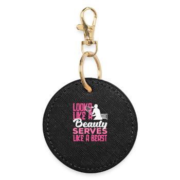 Tennis Player Beauty And Beast - Round Keyring - black - Front