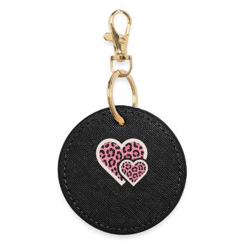 Leopard design with pink pattern - Round Keyring - black - Front
