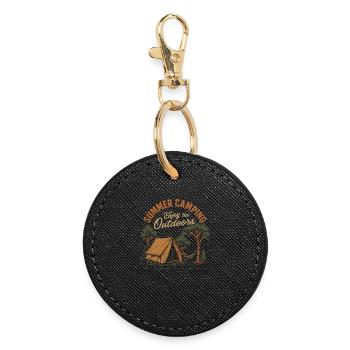 Summer camping enjoy the nature camper fun - Round Keyring - black - Front