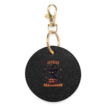Simple Halloween Costume Gift Idea - Round Keyring - black - Front