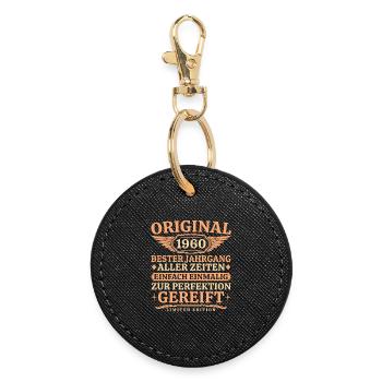 Original 1960 Vintage 65th Birthday - Round Keyring - black - Front