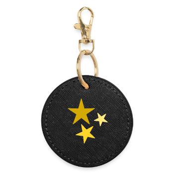Étoiles Dorées Motif Astronomique - Porte-clés rond - noir - Devant