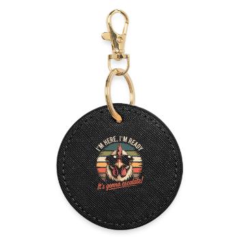 Je suis là, prêt, ça s'intensifie, Eh Chicken Party Retro - Porte-clés rond - noir - Devant