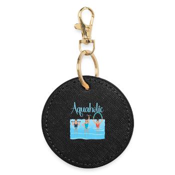 Aquaholic Wasserfitness-Liebhaber Aqua-Aerobic-Vibe - Runder Schlüsselanhänger - Schwarz - Vorne