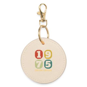 Vintage 1975 Retro Birthday Gift - Round Keyring - oyster - Front