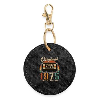 Original 1975 Vintage Vintage Retro Birthday - Round Keyring - black - Front