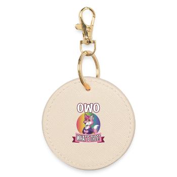 OwO What's This? - Round Keyring - oyster - Front