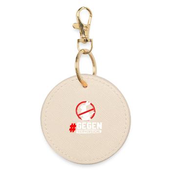 Animal protection STOP ANIMAL TESTING AGAINST TESTING - Round Keyring - oyster - Front