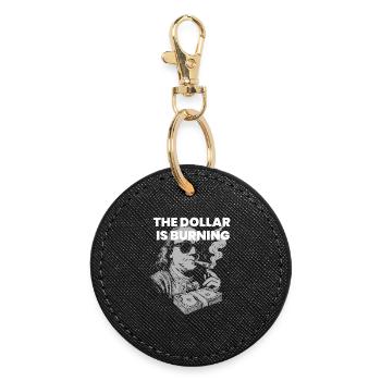 Dollar faible - Benjamin Franklin fume des dollars - Porte-clés rond - noir - Devant