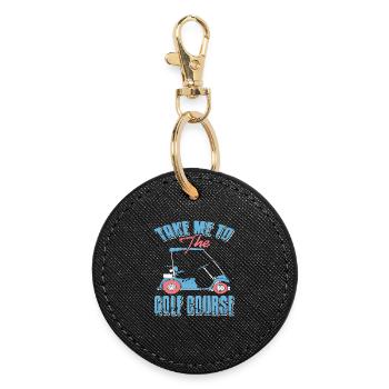 Bold Minimal Golf Bag Silhouette Course Vibe - Round Keyring - black - Front