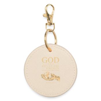 God Is Our Refuge and Strength – Psalm 46:1 - Round Keyring - oyster - Front