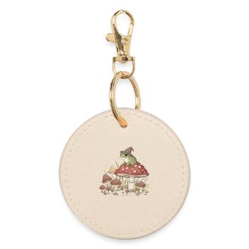 Mushroom-Zauberer mit Frosch - Runder Schlüsselanhänger - Auster - Vorne