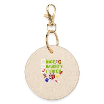Nice Naughty I Tried Christmas - T-shirt de vacances drôle - Porte-clés rond - huître - Devant