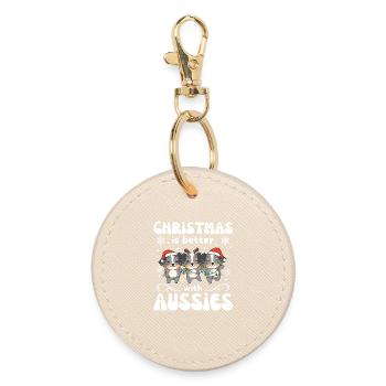 Christmas is better with Aussies - Round Keyring - oyster - Front