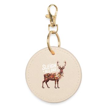 Sleigh All Day - Round Keyring - oyster - Front