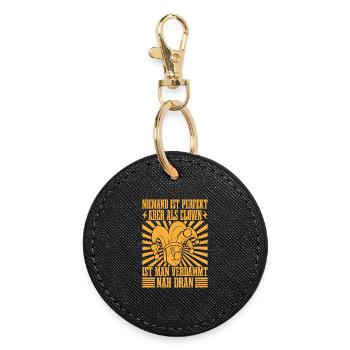 Not perfect but close as a circus clown - Round Keyring - black - Front