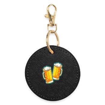 Beer Cheers Beer Glass Beer Mug - Round Keyring - black - Front