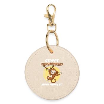 Animal welfare STOP ANIMAL TESTING TAKE MY EX - Round Keyring - oyster - Front