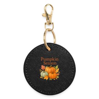  Pumpkin Season – Herbstliche Kürbisse - Runder Schlüsselanhänger - Schwarz - Vorne