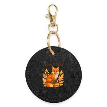 Stay Wild – Autumnal Fox - Round Keyring - black - Front