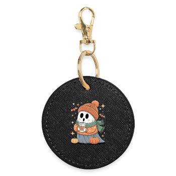 Ghost Cute Halloween Autumn - Round Keyring - black - Front