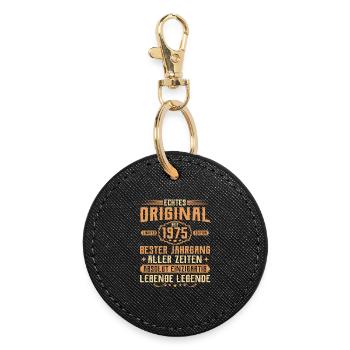 Genuine original since 1975 - 50th birthday - Round Keyring - black - Front