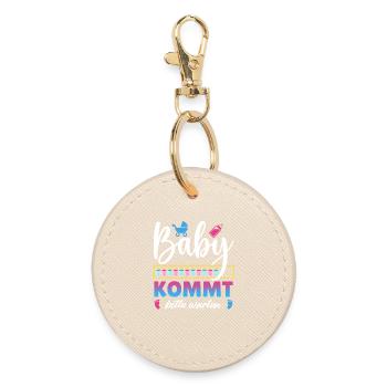 Bald Mama BABY KOMMT BITTE WARTEN Lustig - Runder Schlüsselanhänger - Auster - Vorne