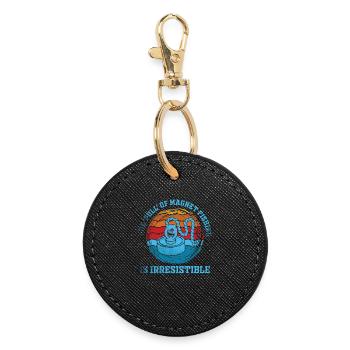 Aimant de pêche en néodyme pour pêcheur magnétique - Porte-clés rond - noir - Devant