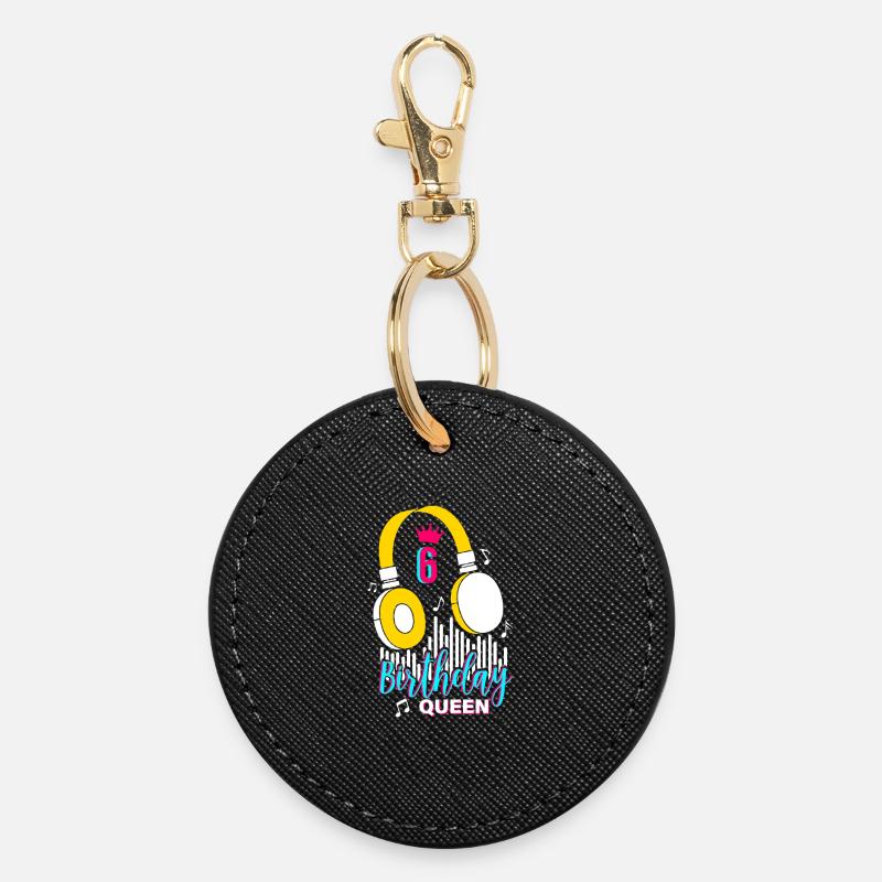Birthday Queen 6th Birthday - Round Keyring - black