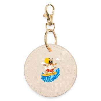 Surfing German Shepherd Dog - Round Keyring - oyster - Front