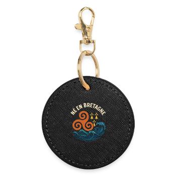 Born in Brittany Triskel Breton identity - Round Keyring - black - Front
