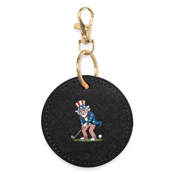 Golf Player Grandpa Independence Day 4th of July - Round Keyring - black - Front