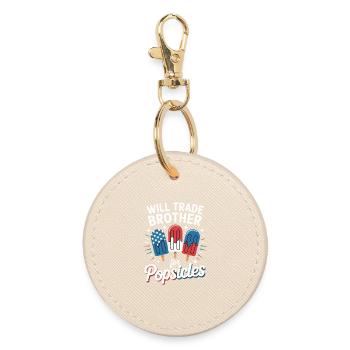 Trade Brother for Popsicles Independence Day 4th - Round Keyring - oyster - Front