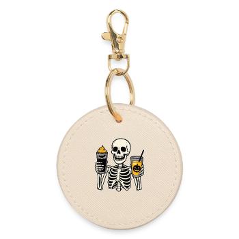 Boissons squelette d’Halloween - Porte-clés rond - huître - Devant