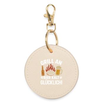 Fan de bière GRILL ON BEER COLD HAPPY Drôle - Porte-clés rond - huître - Devant