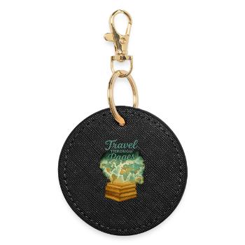 Travel Through Pages World Map Books - Round Keyring - black - Front