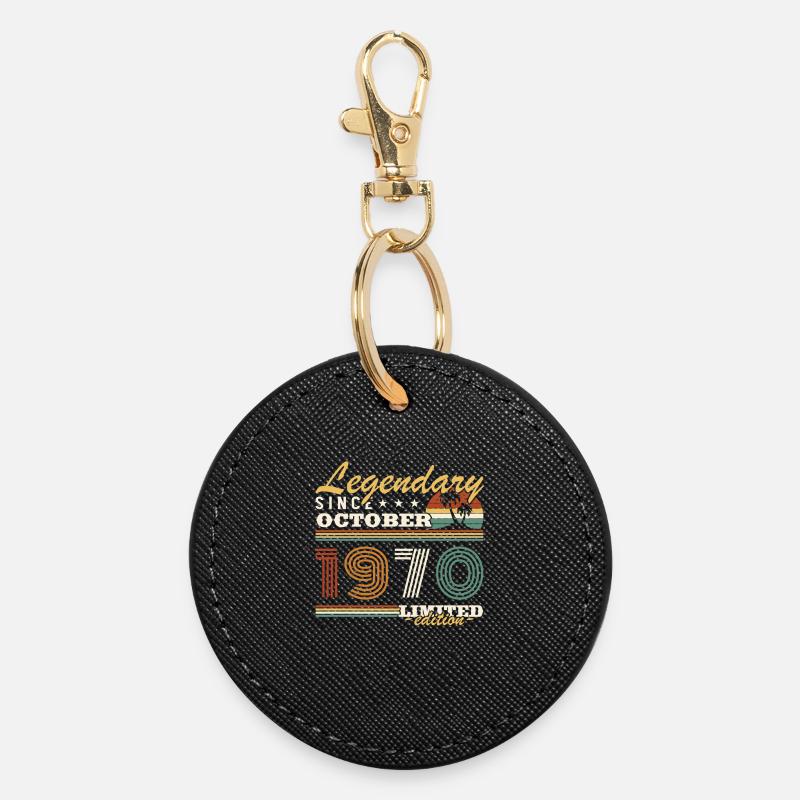 Octobre 1970 Vinatge Retro Cadeau Anniversaire - Porte-clés rond - noir