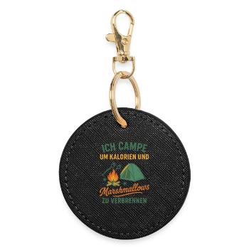 I camp to burn calories Camping Holidays - Round Keyring - black - Front