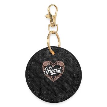 Florist Heart Design - Round Keyring - black - Front