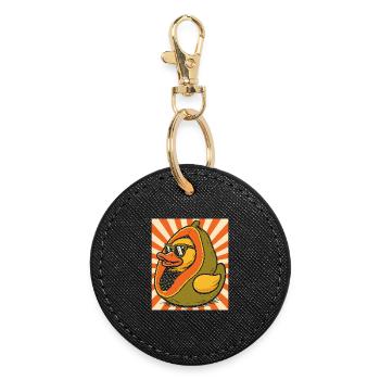 Personnage humoristique de canard papaye - Porte-clés rond - noir - Devant