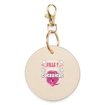 Guerrière Octobre Rose Ruban Cancer Sein - Porte-clés rond - huître - Devant