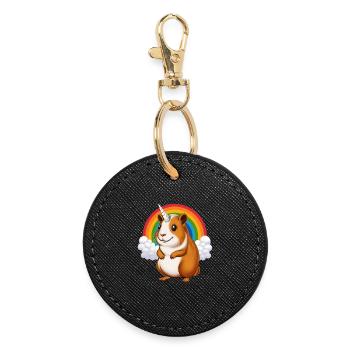 Guinea Pig Unicorn - Round Keyring - black - Front