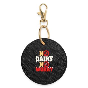Lactose intolerance No Dairy No Worry - Round Keyring - black - Front