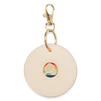 Pickleball Tennis in Better Humor Retro Sunset - Round Keyring - oyster - Front