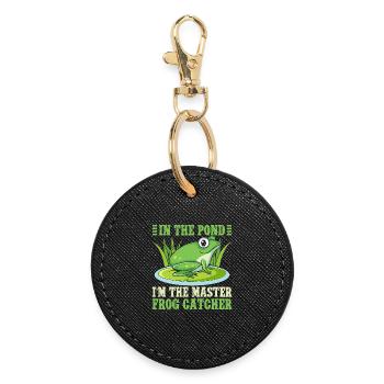 Frog Catcher In The Pond Master Catcher Frog - Round Keyring - black - Front