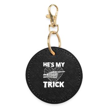 He's My Trick Funny Halloween Couple - Round Keyring - black - Front