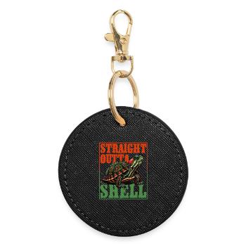 Tortue à oreilles rouges - Porte-clés rond - noir - Devant