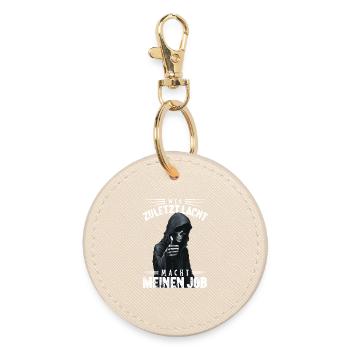 Who Laughs Last Grim Reaper Death Halloween Saying - Round Keyring - oyster - Front